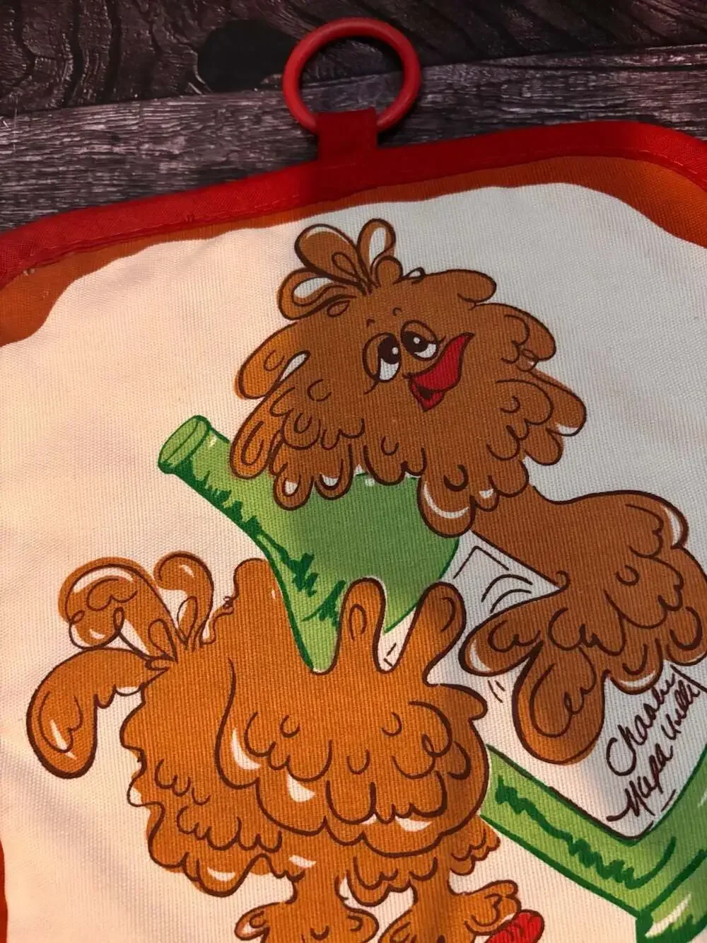 Vintage Hildik Coq au Vin Chicken Pot Holder Kitchen Textile Retro